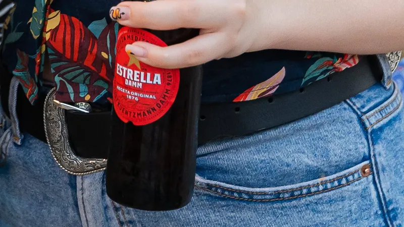 A bottle of Estrella Damm beer at Andana
