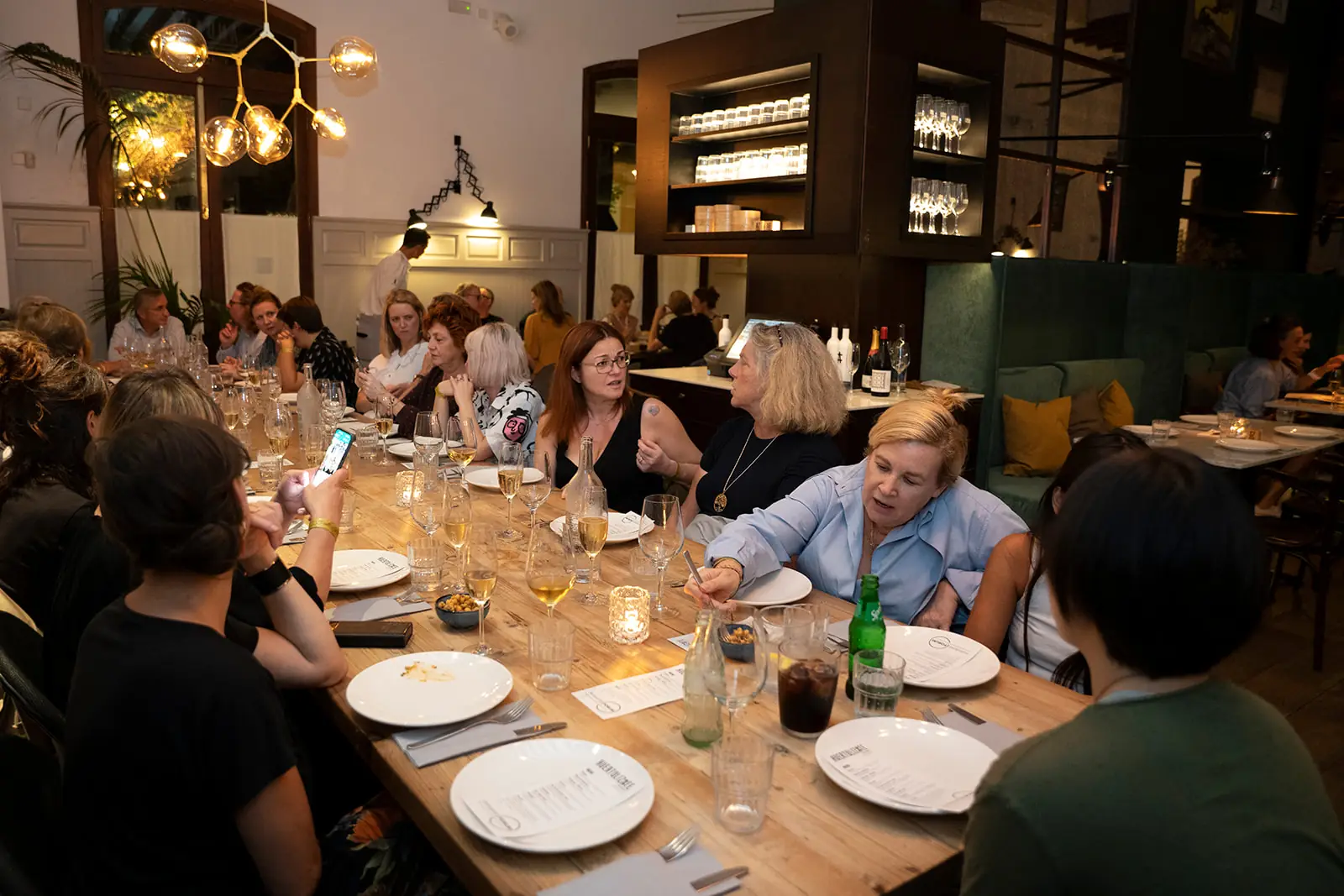 A group dinner in Andana's dining room