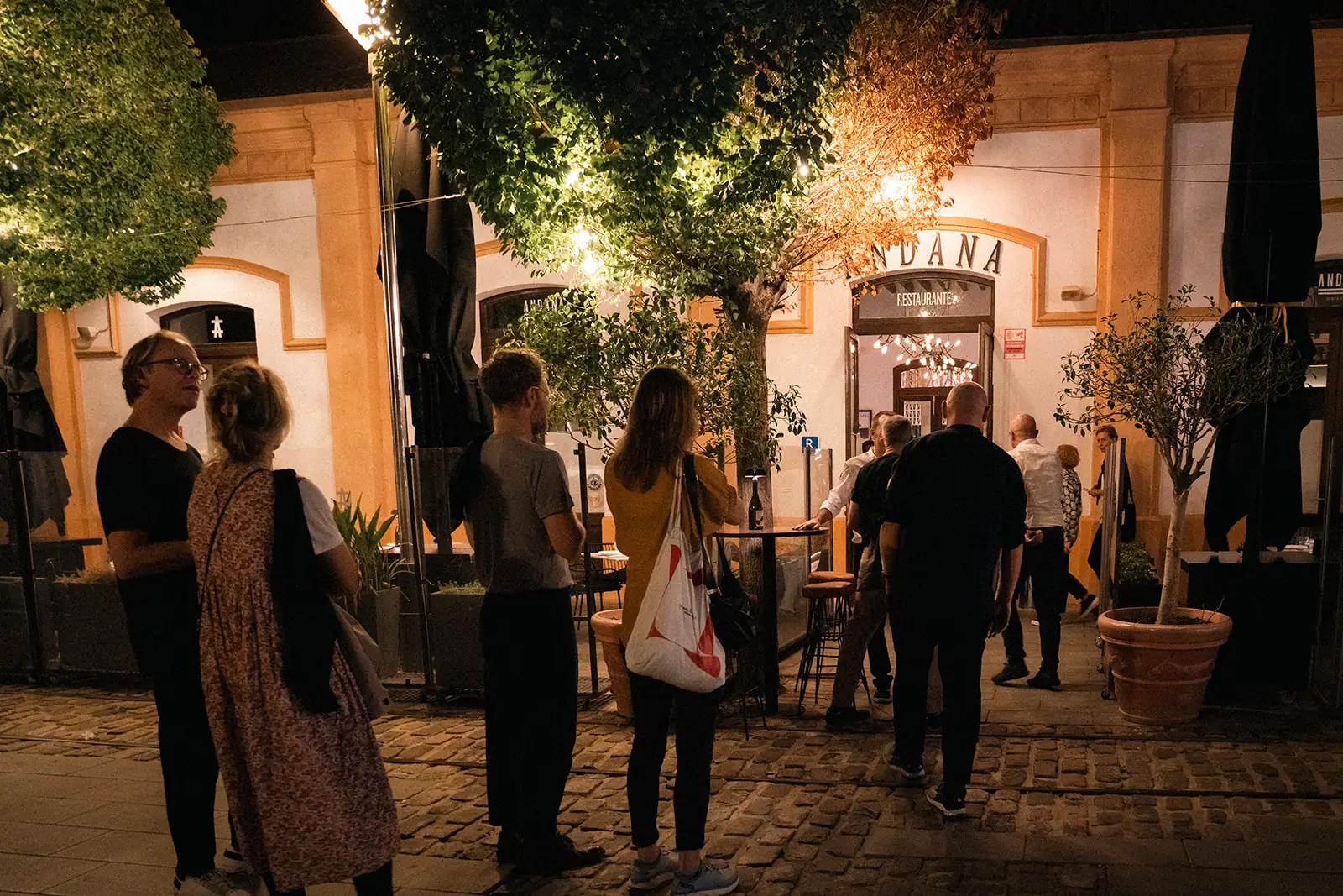 Andana's entrance at night during an event